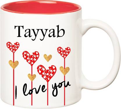 HUPPME I Love You Tayyab Inner Red (350 ml) Ceramic Coffee Mug