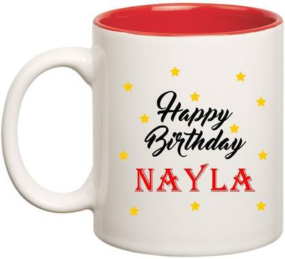 HUPPME Happy Birthday Nayla Inner Red Ceramic Coffee Mug