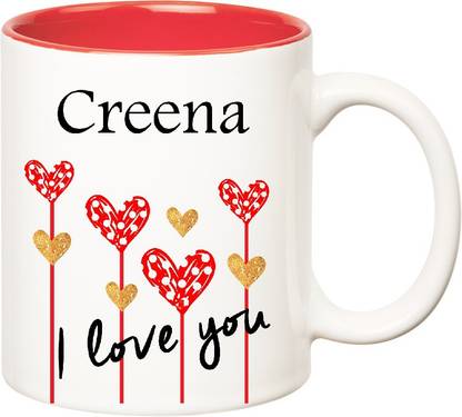 HUPPME I Love You Creena Inner Red (350 ml) Ceramic Coffee Mug