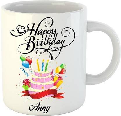 HuppmeGift Happy Birthday Anny White (350 ml) Ceramic Coffee Mug