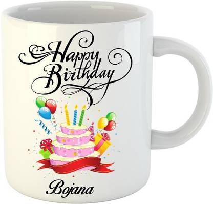 HuppmeGift Happy Birthday Bojana White (350 ml) Ceramic Coffee Mug