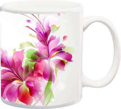ME&YOU Beautiful Pink Flowers Light Background Designer Printed Bone China Coffee Mug