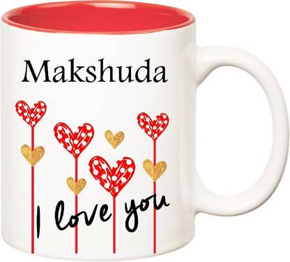 HUPPME I Love You Makshuda Inner Red (350 ml) Ceramic Coffee Mug