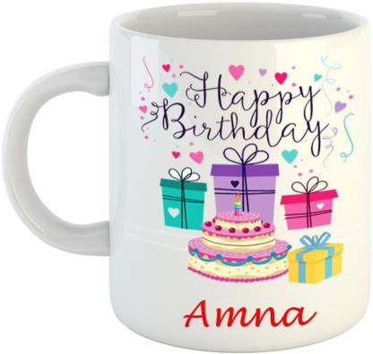 Dream Web Happy Birthday Amna Ceramic Coffee Mug