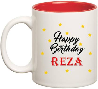 HUPPME Happy Birthday Reza Inner Red Ceramic Coffee Mug