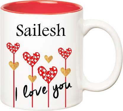 HUPPME I Love You Sailesh Inner Red (350 ml) Ceramic Coffee Mug