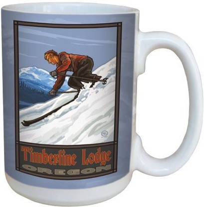 Tree-Free greetings Greetings 79433 Timberline Lodge Downhill Skiing by Paul A. Lanquist Ceramic with Full-Sized Handle, 15-Ounce, Multicolored Ceramic Coffee Mug