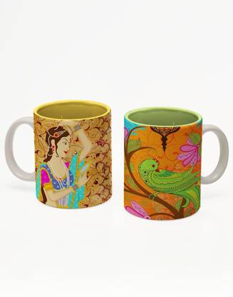 Tangerine Desi Beats Indian Kitsch Porcelain Coffee Mug