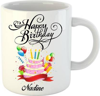 HUPPME Happy Birthday Nadine White (350 ml) Ceramic Coffee Mug