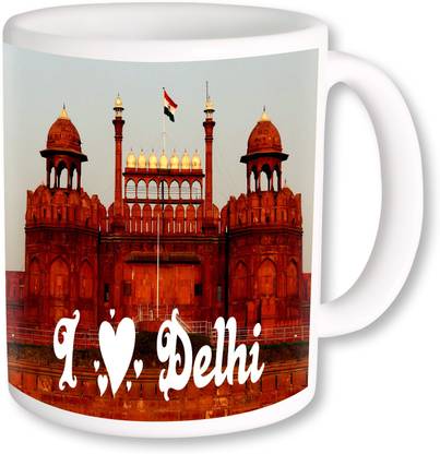 PhotogiftsIndia I Love Delhi With Lalkila Ceramic Coffee Mug