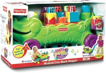 FISHER-PRICE Stack 'n Surprise Blocks Musical Croc Block Wagon