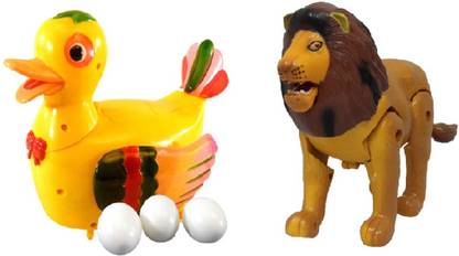 NEW PINCH combo of Funny Duck Lays Eggs with Lion Light & Sound Battery Operated Toy