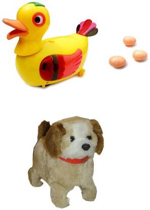 Smartkshop Egg Laying Funny Duck Bump and Fantastic Puppy Battery Operated Jumping Dog Run Jump Toy For Kids Gift Toy