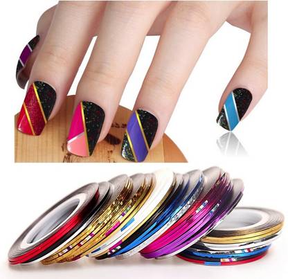 Looks United 20 X Random Color Nail Art Striping Rolls Tape Nail Sticker Nail Tip Decoration