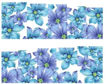 Azzuro Blue Cherry Blossom French Nail Art Manicure Decals Water Transfer Stickers 1 Sheet