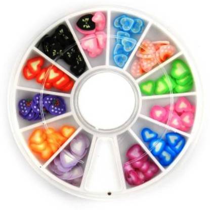 SENECIO™ Romantic Heart Fimo Love Nail Art Multicolor 3D Clay Slice Tips Decoration With 6cm Wheel