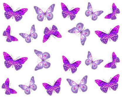 SENECIO™ Fantastic Purple Butterfly French Nail Art Manicure Decals Water Transfer Stickers 1Sheet