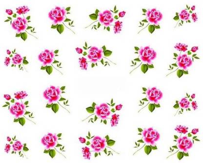 Azzuro Pink Love Rose Floral Nail Art Manicure Decals Water Transfer Sticker - 1+1 Free