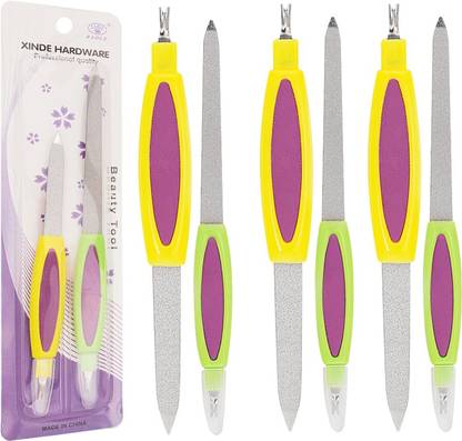 adbeni Professional Quality Multi Color Nail File With Trimmer Pack of 3
