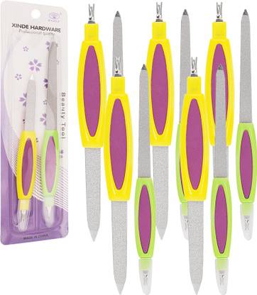 adbeni Professional Quality Multi Color Nail File With Trimmer Pack of 5