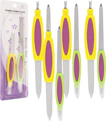 adbeni Professional Quality Multi Color Nail File With Trimmer Pack of 4