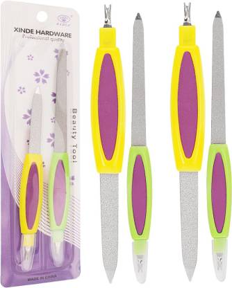 adbeni Professional Quality Multi Color Nail File With Trimmer Pack of 2