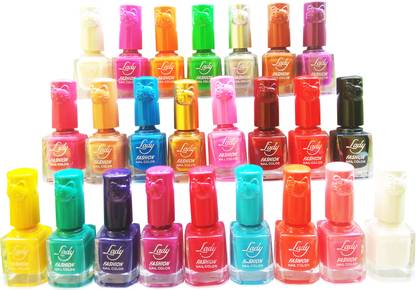 Lady FASHION Insta Dry Pure Colour Nail polish(Set Of 24 Nail Polish)) Matte Multicolor