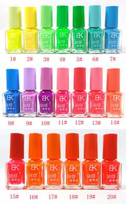 BK Glow In Dark Nail Polish UV reactive Fluorescent Neon Luminous Multicolor