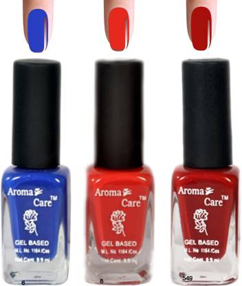 AROMA CARE Red+Blue Matte Nail Polish Combo 6-8-549 Multicolor,