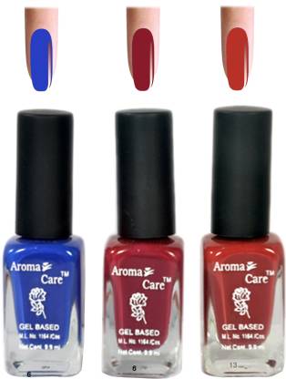 AROMA CARE Red+Blue Matte Nail Polish Combo 6-9-13 Multicolor,