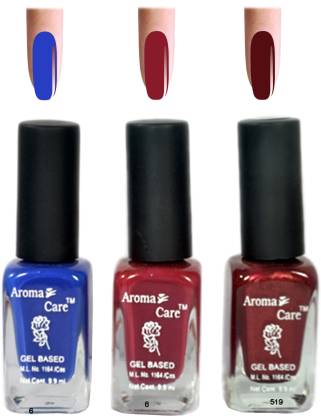 AROMA CARE Blue+Brown Silver Matte Nail Polish Combo 6-9-519 Multicolor,