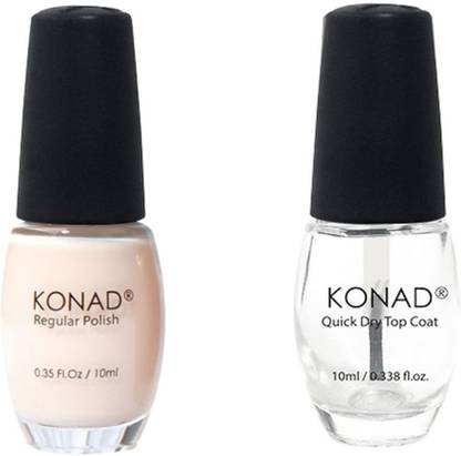 KONAD Regular Polish - 10ml Base & Quick Dry Top Coat Base & Clear