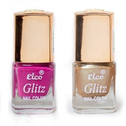 Elco Glitz Premium Nail Enamel-Pack of 2 Goden Hue, Magenta Matte