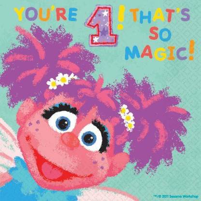 Amscan Amscan Sesame Street 1st Birthday Abby Cadabby Luncheon Napkins Party Supplies, Small, Teal Multicolor Cloth Napkins