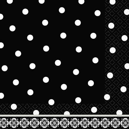 Amscan Damask & Polka Dot Lunch Napkins White, Black Cloth Napkins