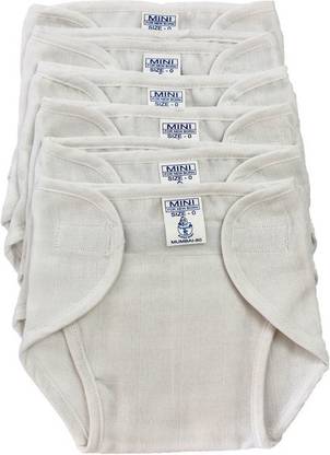 Super Baby Pack of 6, White (6-9 Months) Cushioned Padded 100% Double Cotton Thick Cloth Washable Reusable