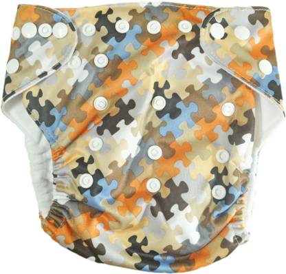 Babysid Collections All In One Resuable Cloth Diaper Adjsutable 0 To 24 Months (Puzzle Design)