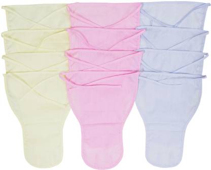 Rachna Cotton Plain U Shape Colour Reusable Nappy - Medium - Set of 12