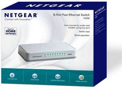 NETGEAR FS208 8 Port Fast Ethernet 8 Ports 10 Mbps Network Switch