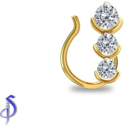 Shashvat Jewels Three Stone Step Diamond Gold Nose Stud