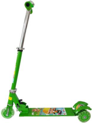 NDS Green 3 Wheel Skating Scooter With Shock Absorbers And Bell For Kids (Foldable, Height Adjustable)