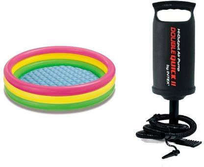 INTEX 5 Feet Swimming Pool With Hand Pump Inflatable Swimming Pool