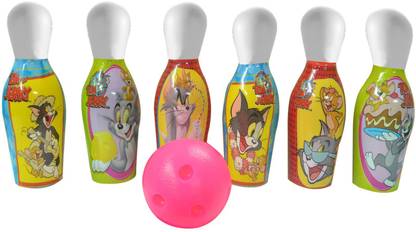 TOM & JERRY Bowling Set - 6 Bowling Pins & Ball