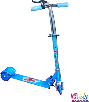 KidsBazaar Foldable 3 Wheeler Cycle Height Adjustable with Hand break and Bell Blue