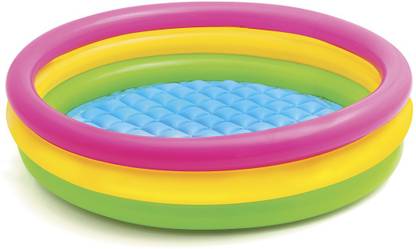 INTEX Sunset Glow Pool, 3-Ring, W/ Infl. Floor,Shelf Box Inflatable Swimming Pool