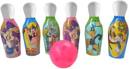 LOONEY TUNES Bowling Set- 6 Looney Tunes Bowling Pins & 1 Bowling Ball