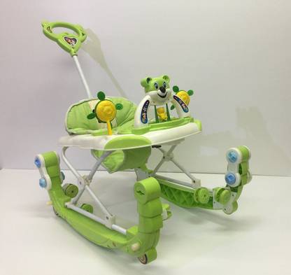 PANDA ADjustable Baby Rocker N Walker Grenn White Musical With Handle