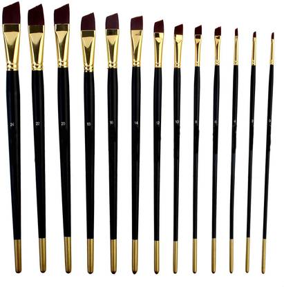 Shrih Long Handle Synthetic Angular Tips Paint Brush Set Of 13 Pcs