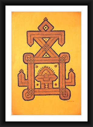 KalaSanthe Ratha – Red Temple Chariot In Chittara Art Canvas 25 inch x 19 inch Painting