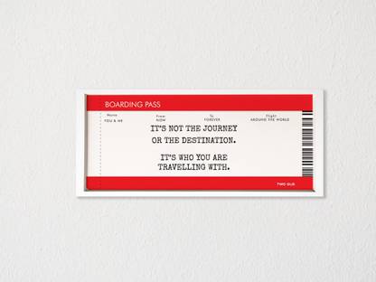 Two Gud Love Boarding Pass Digital Print Wall Art Ink 6.1 inch x 12.3 inch Painting